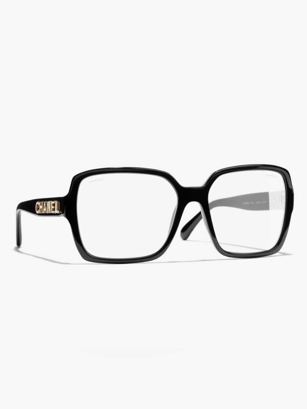 CHANEL Black Oversized Square Optical Glasses with Gold Logo